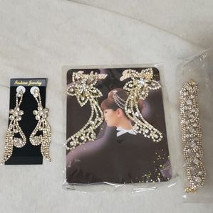 Bracelet, Earrings, Hair decor bundle